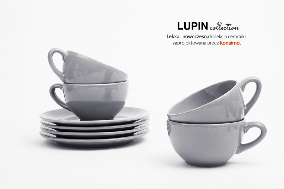LUPIN Zestaw herbaciany, 4 os. (8 el) szary - zdjęcie 1