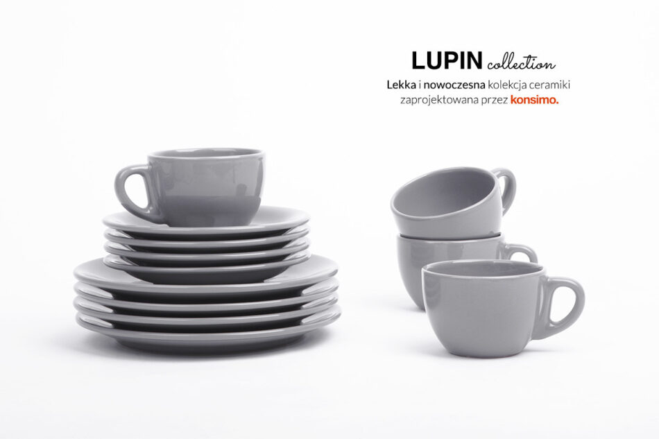 LUPIN Zestaw kawowy, 4 os. (12 el.) szary - zdjęcie 1