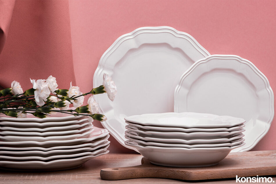 AVENA Zestaw obiadowy, 6 os. (18el) kremowy - zdjęcie 0