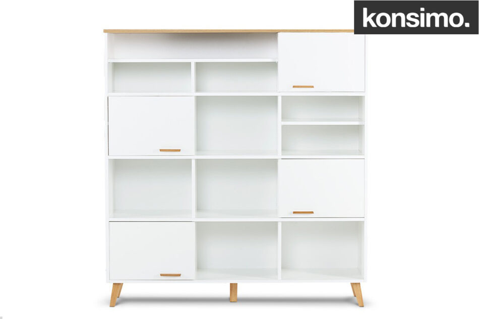 FRISK Biała meblościanka do salonu w stylu skandynawskim biały/dąb naturalny - zdjęcie 9