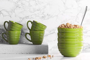 SCILLA, https://dev1-mda.konsimo.pl/kolekcja/scilla/ Zestaw śniadaniowy, 4 os. (8 el) zielony - zdjęcie