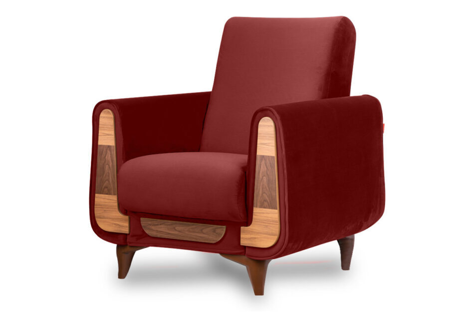 GUSTAVO Czerwony fotel do salonu welur bordowy - zdjęcie 1