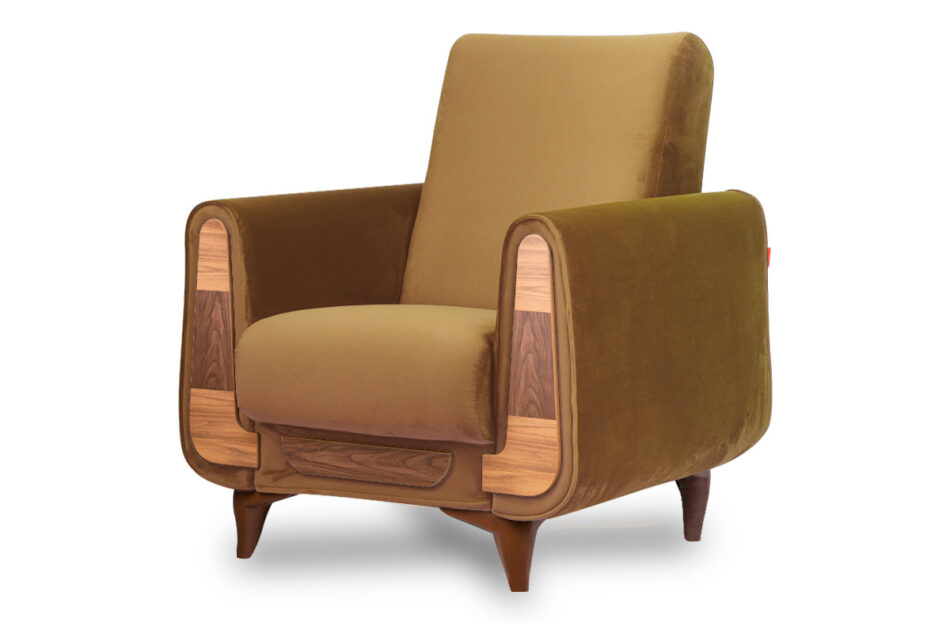 GUSTAVO Żółty fotel do salonu welur żółty - zdjęcie 1