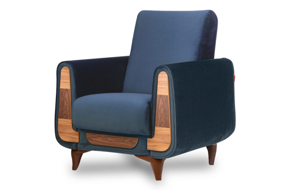 GUSTAVO Granatowy fotel do salonu welur granatowy - zdjęcie 1