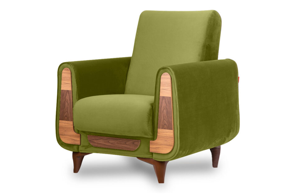 GUSTAVO Oliwkowy fotel do salonu welur oliwkowy - zdjęcie 1