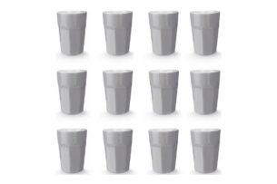 CAMPI, https://dev1-mda.konsimo.pl/kolekcja/campi/ Zestaw kubków, 4os. (12 el.) szary/biały - zdjęcie