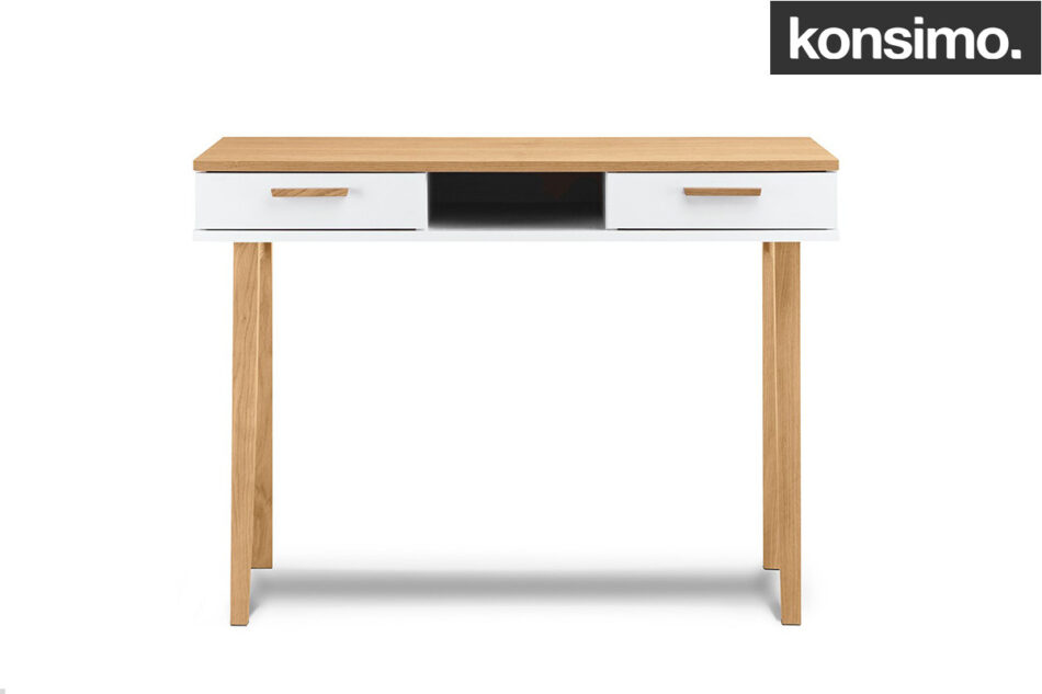 FRISK Białe biurko skandynawskie biały/dąb naturalny - zdjęcie 5