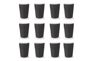 CAMPI, https://dev1-mda.konsimo.pl/kolekcja/campi/ Zestaw kubków, 4os. (12 el.) ciemny szary/biały - zdjęcie