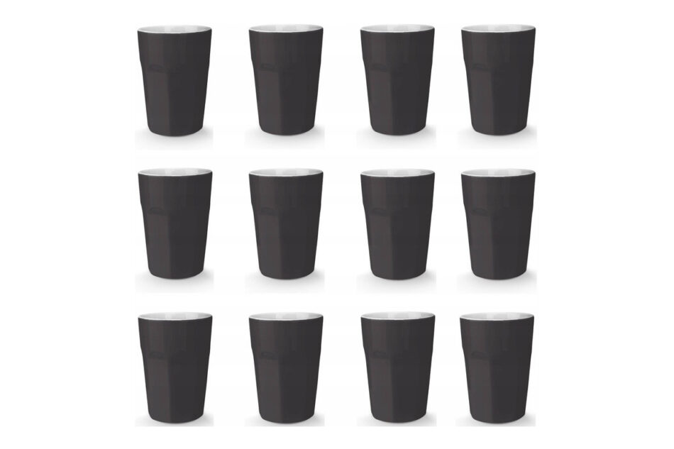 CAMPI Zestaw kubków, 4os. (12 el.) ciemny szary/biały - zdjęcie 0