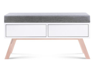 DINAVI, https://dev1-mda.konsimo.pl/kolekcja/dinavi/ Stolik z siedziskiem biały matowy/buk olejowany/szary - zdjęcie