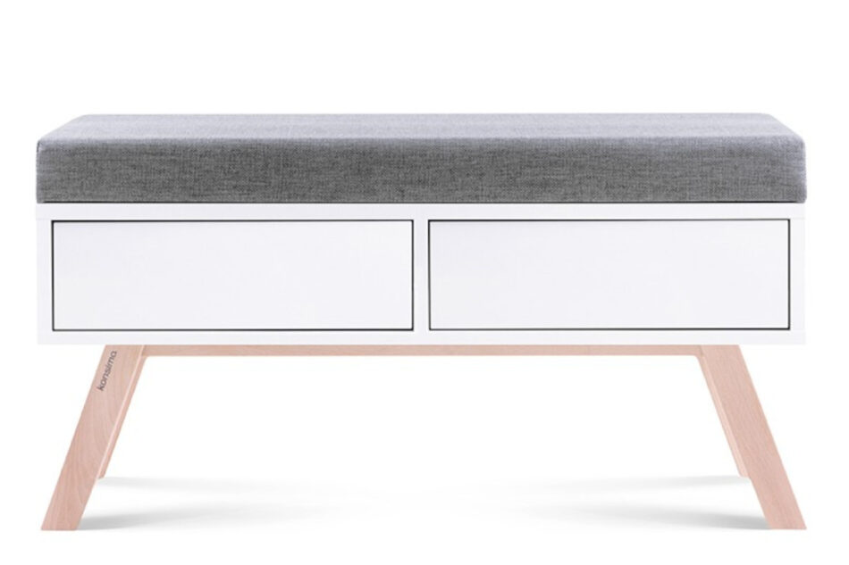 DINAVI Stolik z siedziskiem biały matowy/buk olejowany/szary - zdjęcie 0