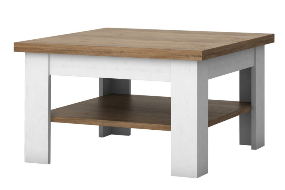 LEMAS Stolik kawowy biały/ciemny dąb - zdjęcie