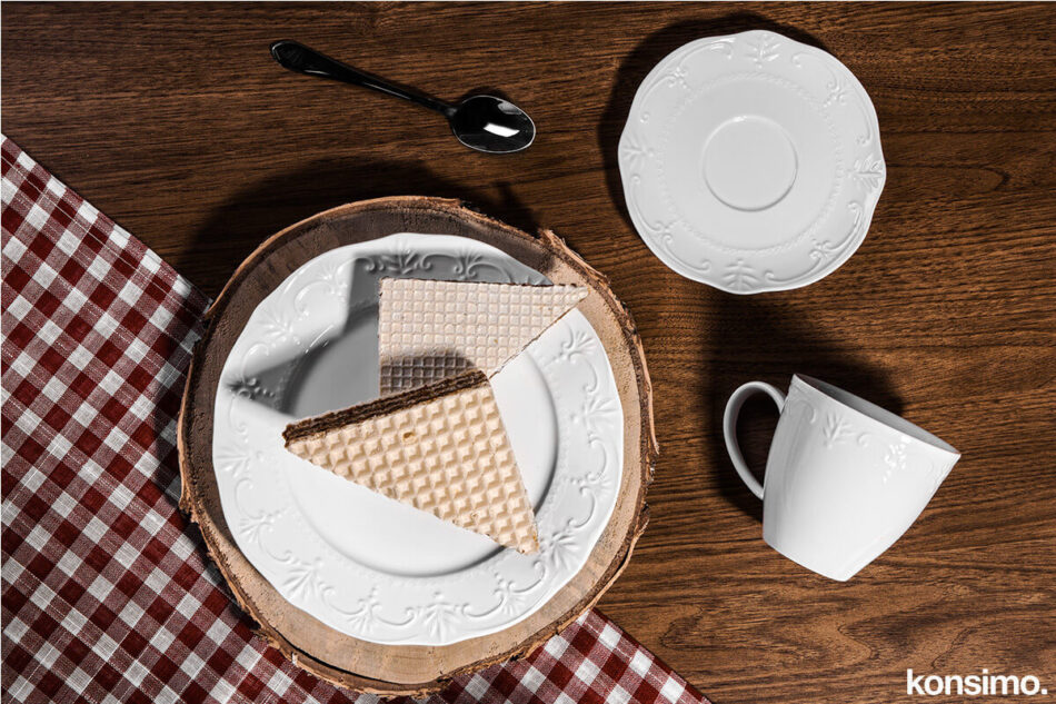 SOLANA Zestaw kawowy, 6 os. (18 el.) kremowy - zdjęcie 7