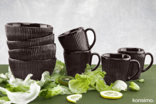 GODETI, https://dev1-mda.konsimo.pl/kolekcja/godeti/ Zestaw śniadaniowy, 4 os. brązowy - zdjęcie