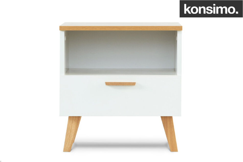 FRISK Szafka nocna skandynawska biała biały/dąb naturalny - zdjęcie 5