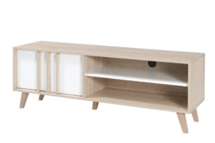 HONIS, https://dev1-mda.konsimo.pl/kolekcja/honis/ Szafka RTV dąb naturalny/biały - zdjęcie