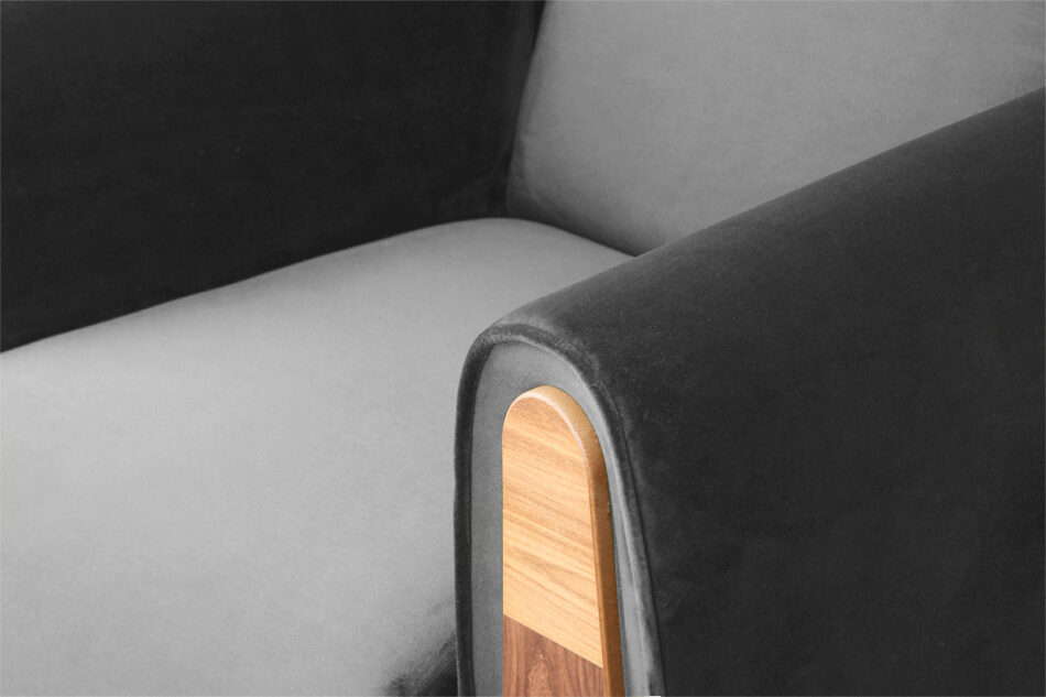 GUSTAVO Szary fotel do salonu welur antracytowy - zdjęcie 4