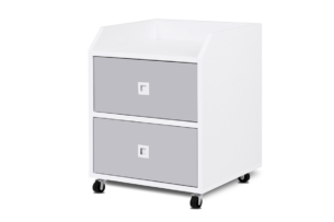 MIRUM, https://dev1-mda.konsimo.pl/kolekcja/mirum/ Kontenerek na kółkach domek dla dziecka biały/szary - zdjęcie