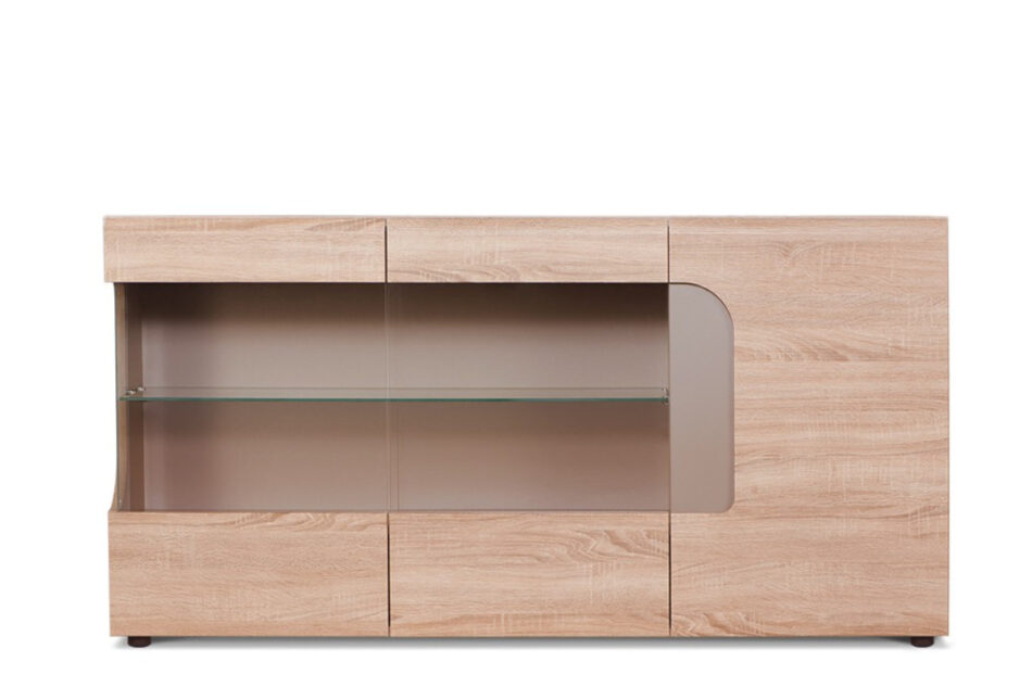 AVERO Komoda z witryną dąb/szarobeżowy - zdjęcie 0