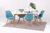 NETAL, FRISK Biały stół rozkładany skandynawski z krzesłami turkusowy| biały/dąb naturalny - zdjęcie 2