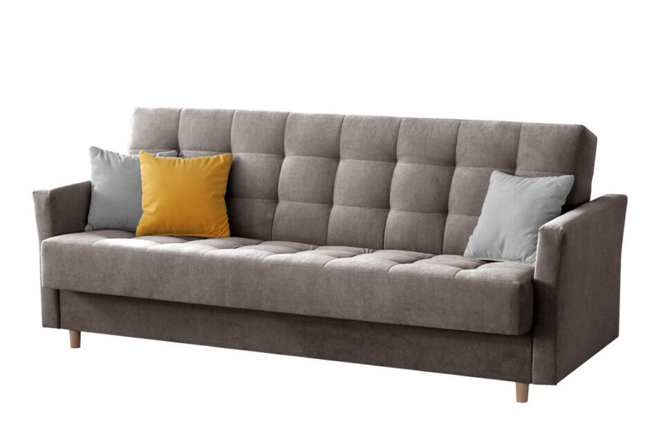 MEGLO Sofa 3 jasny brązowy/jasny szary/żółty - zdjęcie