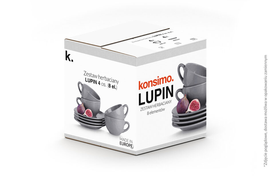 LUPIN Zestaw herbaciany, 4 os. (8 el) szary - zdjęcie 6