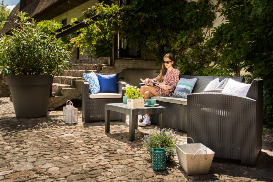 HORILES Zestaw mebli ogrodowych (3,1,1,st.) brązowy - zdjęcie 15