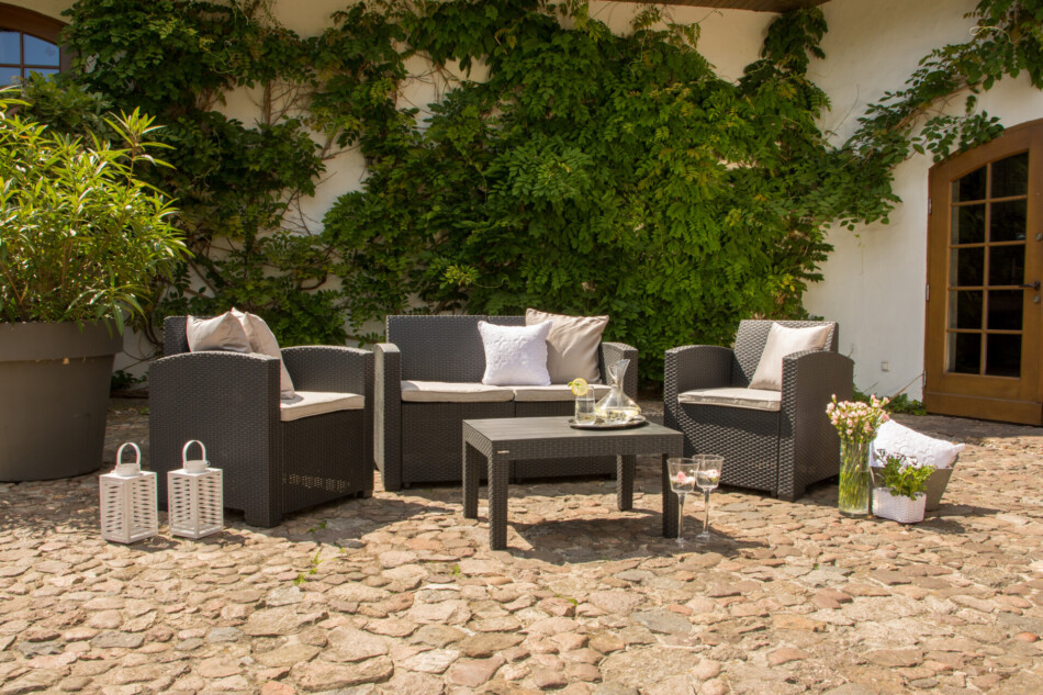 HORILES Zestaw mebli ogrodowych (2,1,1,st.) brązowy - zdjęcie 13