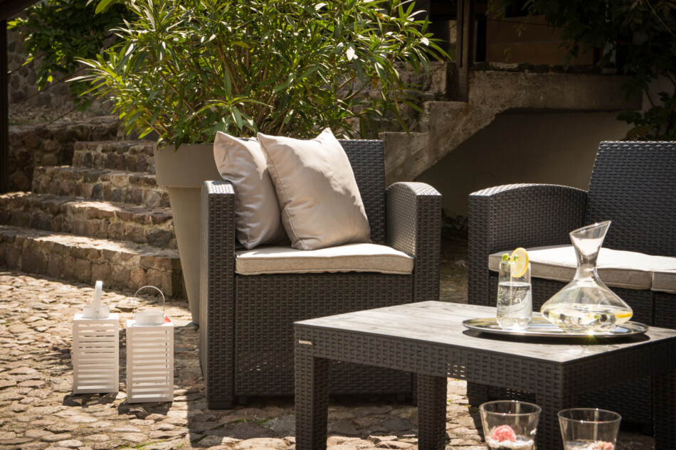 HORILES Zestaw mebli ogrodowych (2,1,1,st.) brązowy - zdjęcie 14