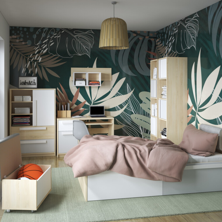 PONGO Komoda buk/biały/jasny szary - zdjęcie 5