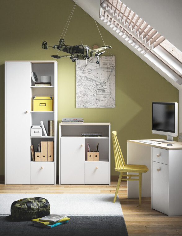 BUBO Biurko biały/drewno bukowe - zdjęcie 8