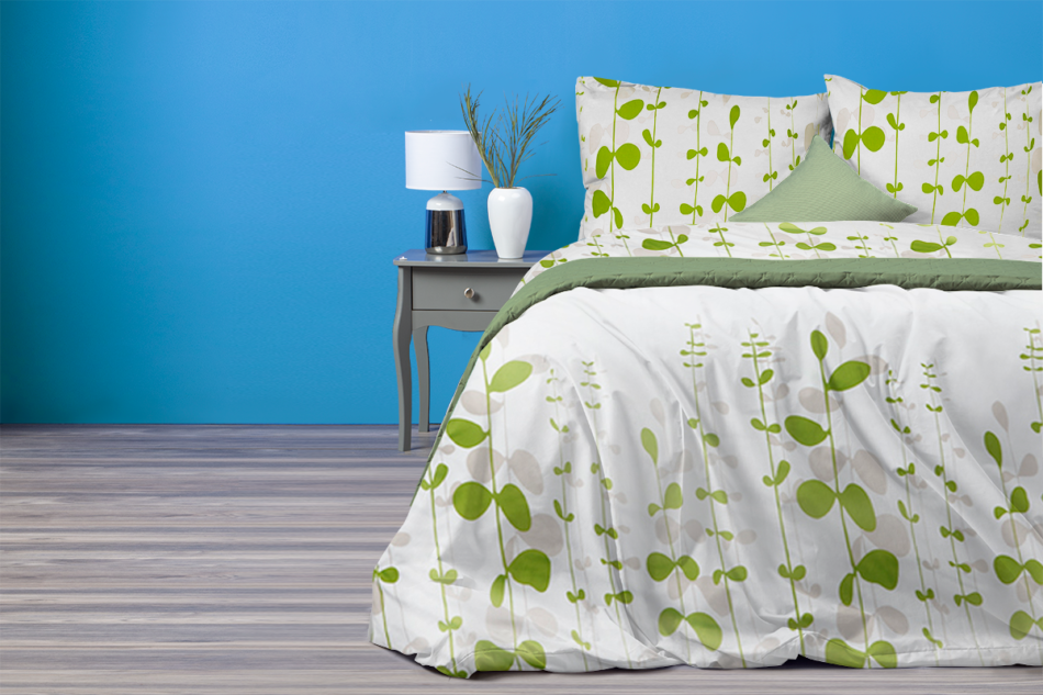 ERIGER Komplet pościeli biały/zielony - zdjęcie 6