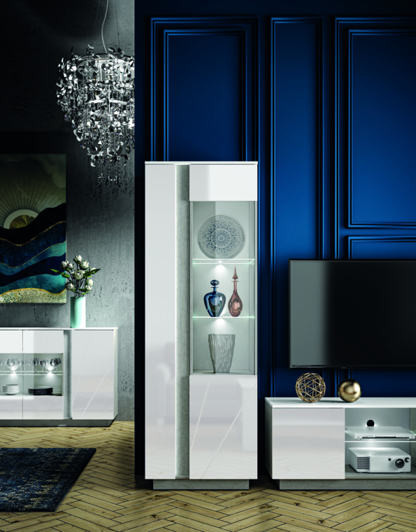 HOSTA Szafka RTV biały połysk - zdjęcie 9