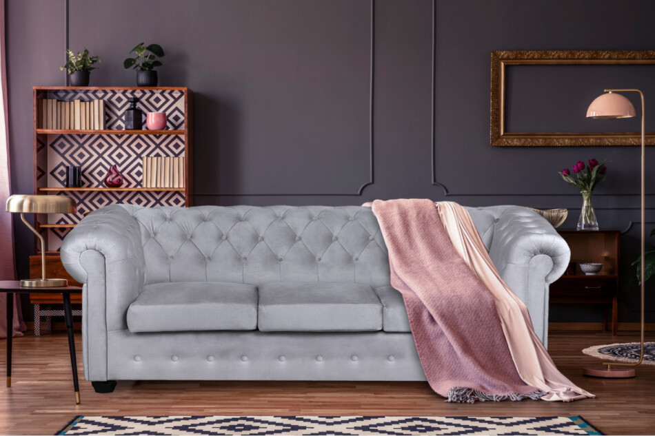 PARUS Sofa 3 chesterfield deluxe jasny szary - zdjęcie 7