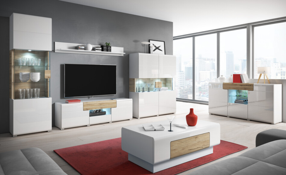 TOLEDO Stolik kawowy biały/jasny dąb - zdjęcie 2