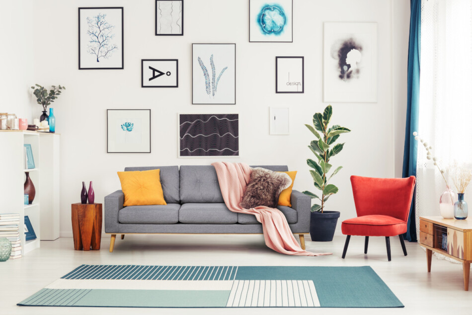 ZAPPO Sofa 3 szary/żółty - zdjęcie 2