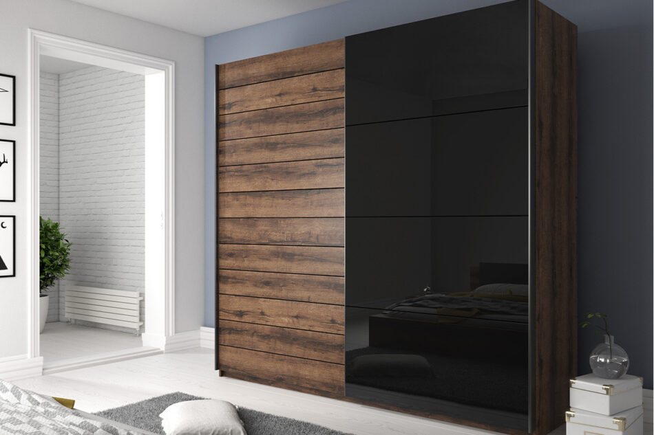 GALAXY Szafa ubraniowa ciemny dąb/czarny - zdjęcie 1