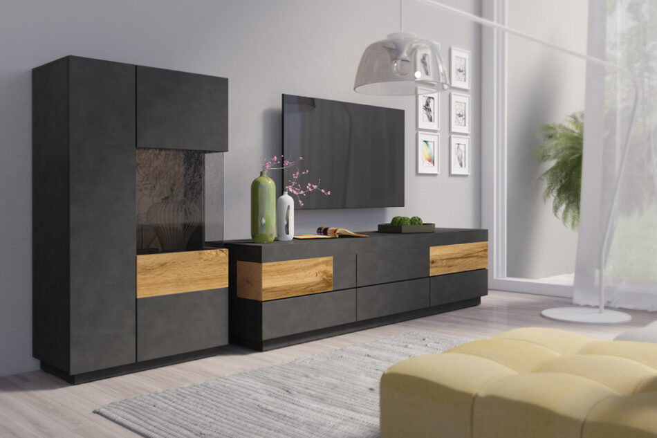 SILKE Komoda antracytowy/dąb - zdjęcie 4