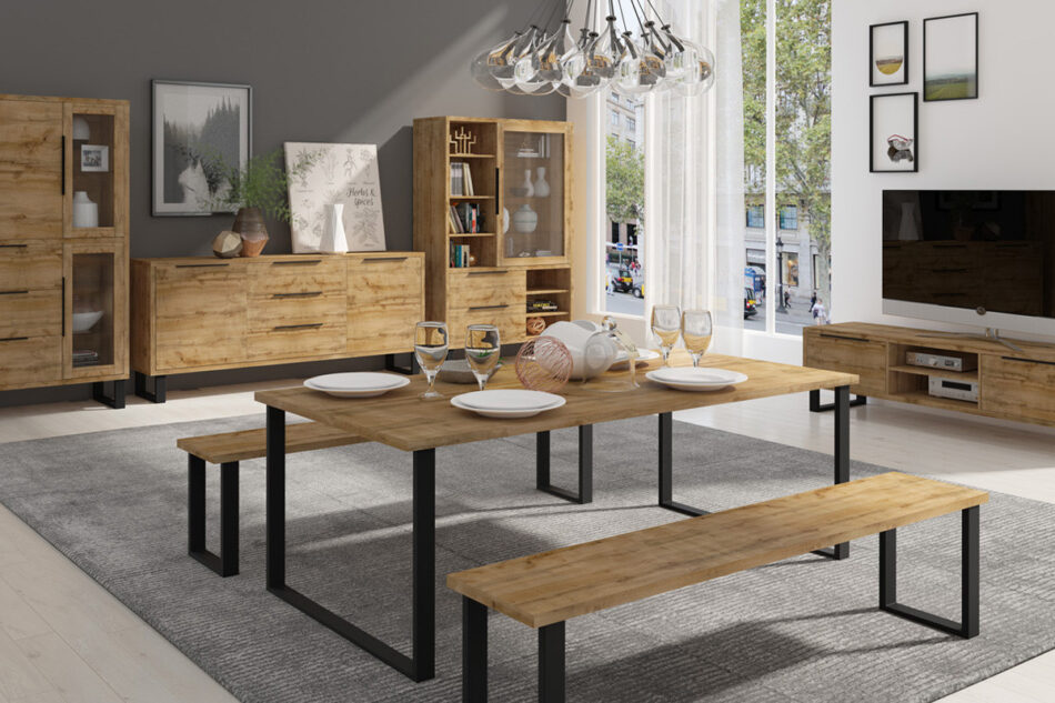 HALLE Witryna dąb/czarny - zdjęcie 2