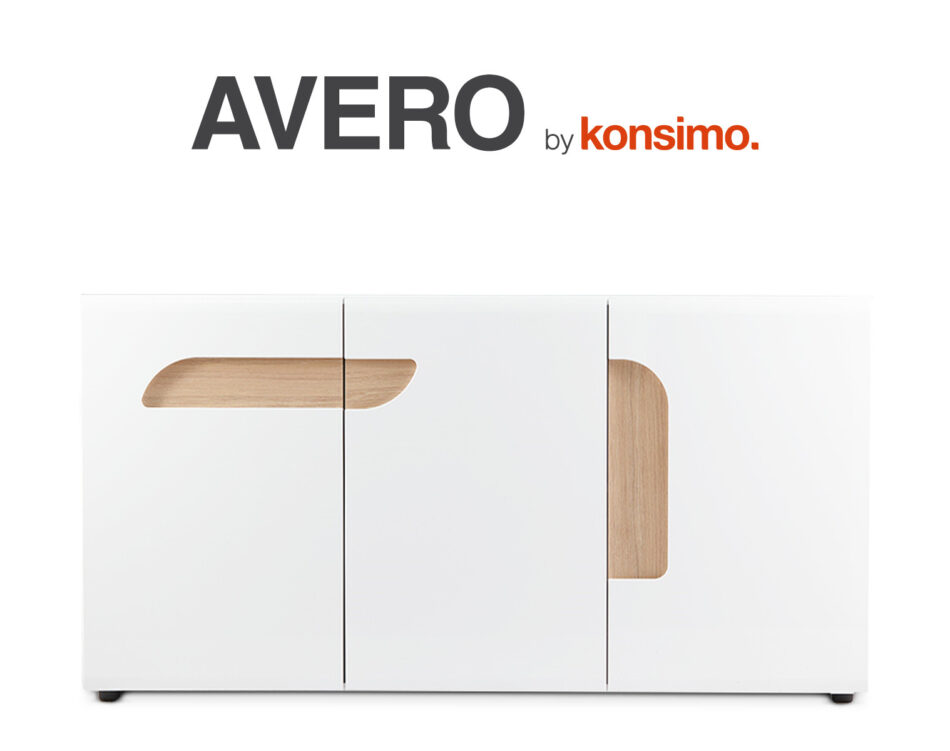 AVERO Komoda biały matowy/biały połysk/dąb - zdjęcie 7