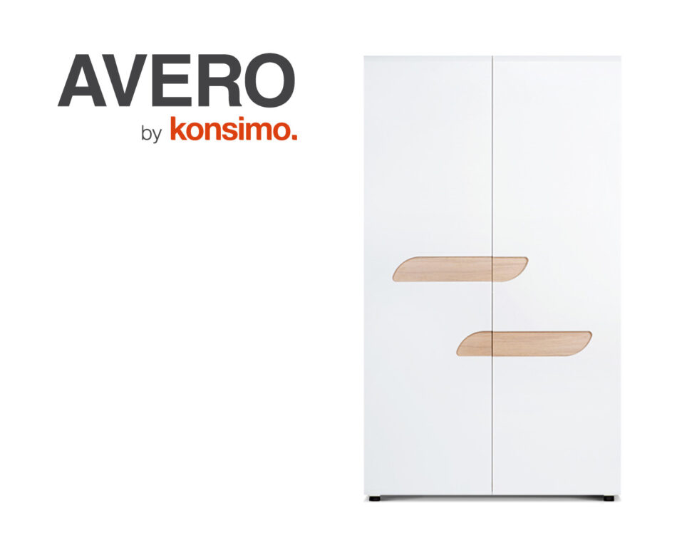 AVERO Szafa ubraniowa biały matowy/biały połysk/dąb - zdjęcie 7