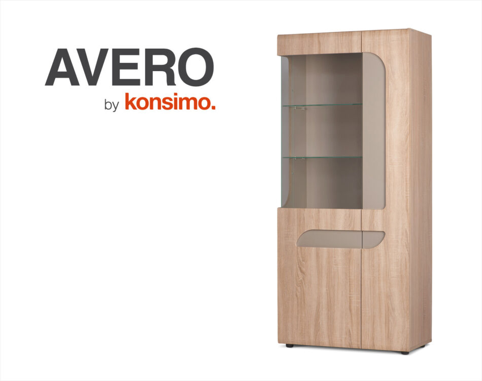 AVERO Witryna dąb/szarobeżowy - zdjęcie 10