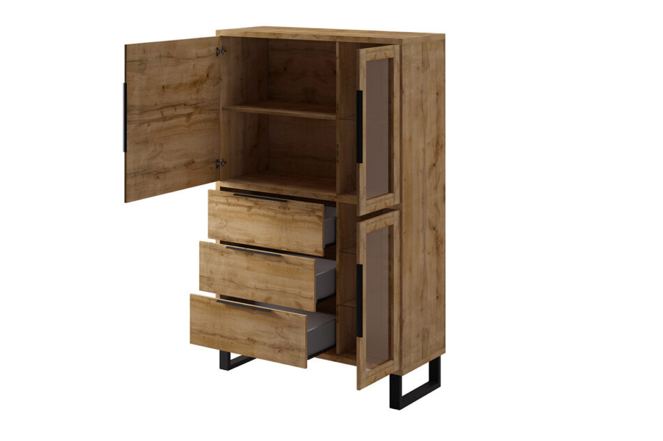 HALLE Witryna dąb/czarny - zdjęcie 1