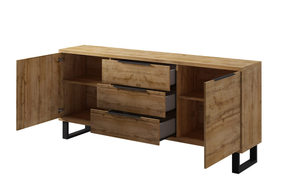 HALLE Komoda dąb/czarny - zdjęcie 1