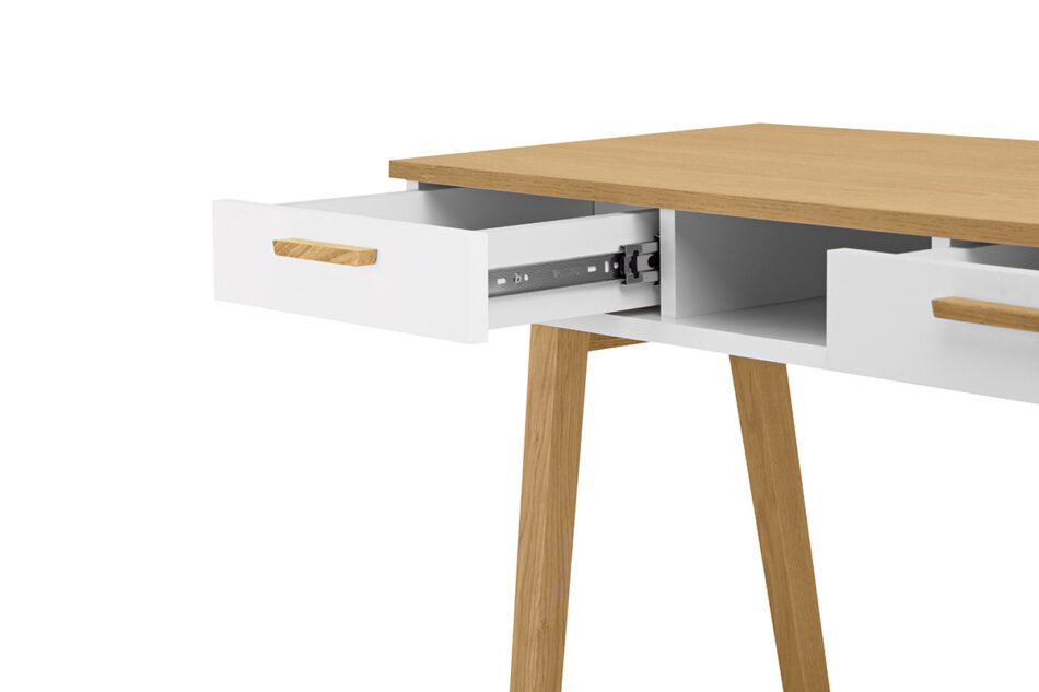 FRISK Białe biurko skandynawskie biały/dąb naturalny - zdjęcie 4