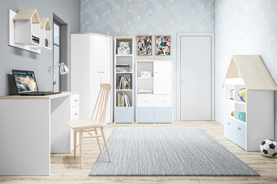 BUBO Regał biały/drewno bukowe/różowy - zdjęcie 13