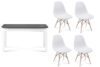 NEREA, CENARE Zestaw krzesła 4 szt. + stół biały/szary - zdjęcie 1