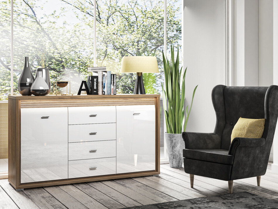 SULA Komoda orzech naturalny/biały - zdjęcie 1