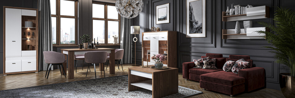 SULA Witryna biały/orzech naturalny - zdjęcie 2