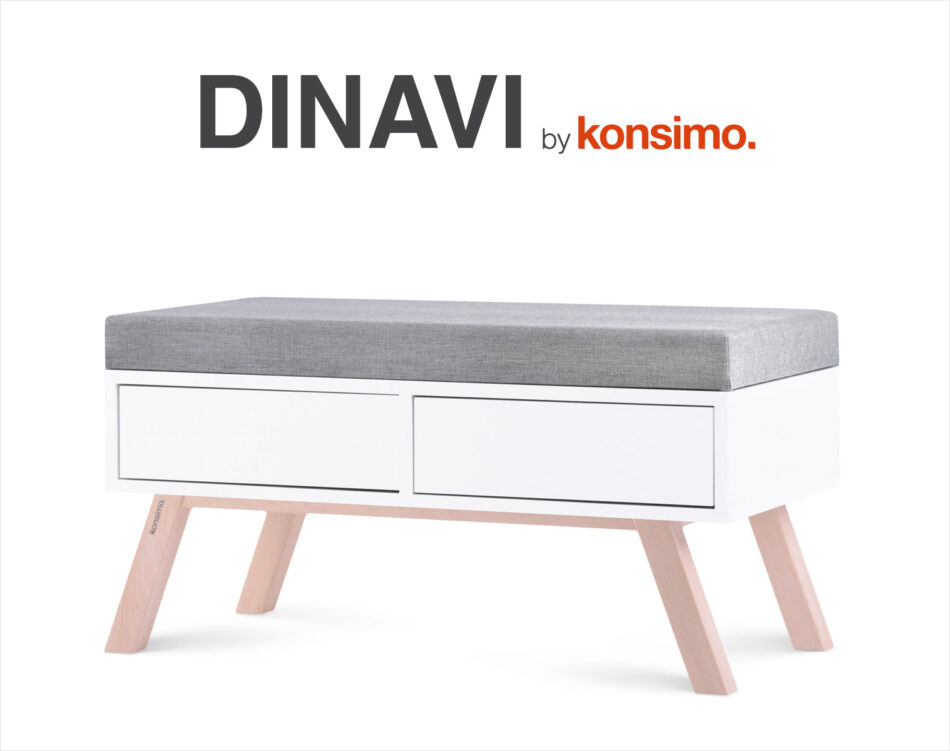 DINAVI Stolik z siedziskiem biały matowy/buk olejowany/szary - zdjęcie 9